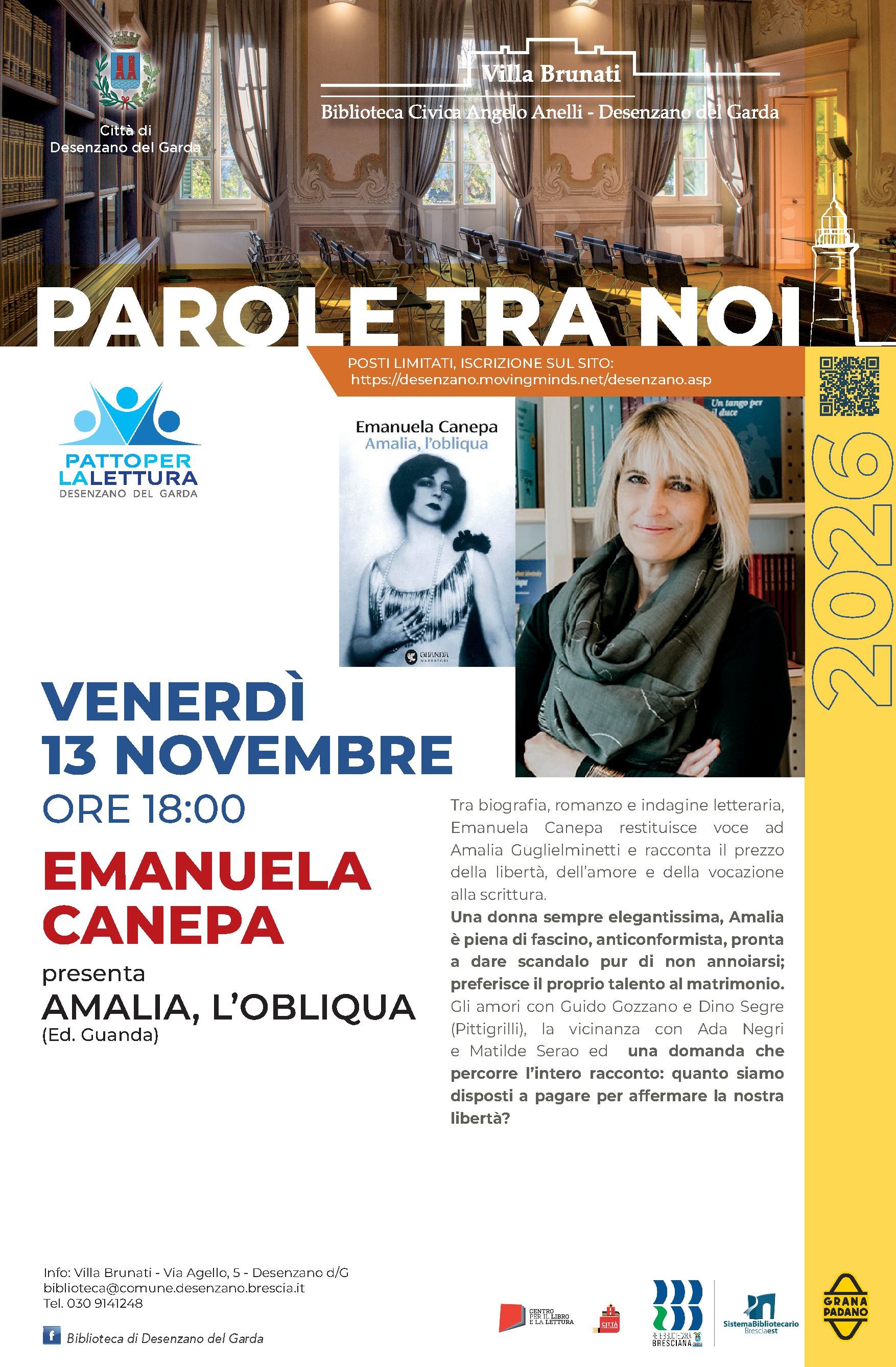 venerdì 13 novembre, ore 18:00 PAROLE TRA NOI: Emanuela Canepa